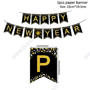 Happy New Year Banner and Balloons 2021 Photo Frame New Year Eve Party Decoration Natal Noel Merry Christmas Decor Supplies