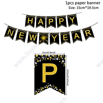 Happy New Year Banner and Balloons 2021 Photo Frame New Year Eve Party Decoration Natal Noel Merry Christmas Decor Supplies