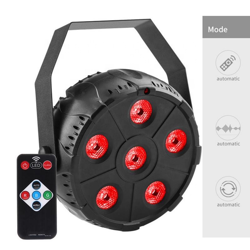Mini Led Stage Light AC110-240V 9W Full RGBW Color Mixing 6LEDs Disco DJ Party Stage Lights with Remote Control