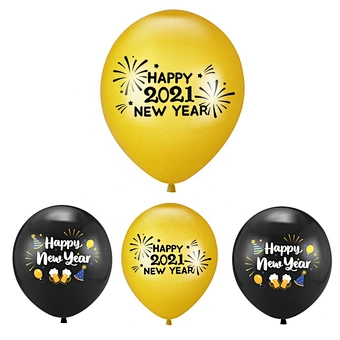 Wholesale 12inch Kit House Decor Backdrop Golden Latex Merry Christmas Happy Year's 2021 Party Balloons For New Year Decoration