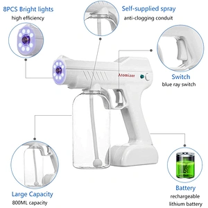 Blue Ray Nano Rechargeable Gun Disinfection Mist Hand Portable Sanitizer Disinfectant Liquid Automatic Spray Alcohol Sprayer