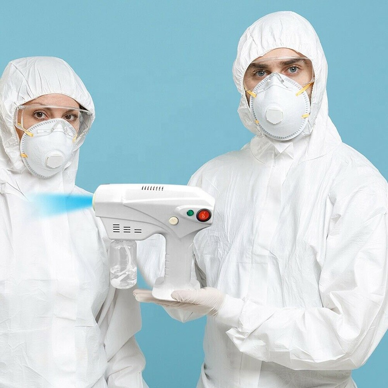 Steam Gun Sprayer Blue Light Ray Nano Nebulizer Fog Machine Smoke Electrostatic Anion Humidifier Handheld Disinfection Spray