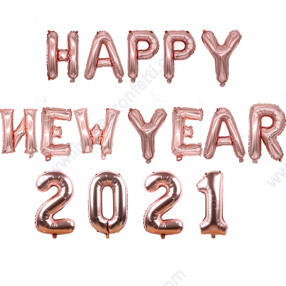 16inch Rose Gold Number Home Celebration Merry Christmas Party Decoration Supplies Globos Decor Foil Happy New Year 2021 Balloon
