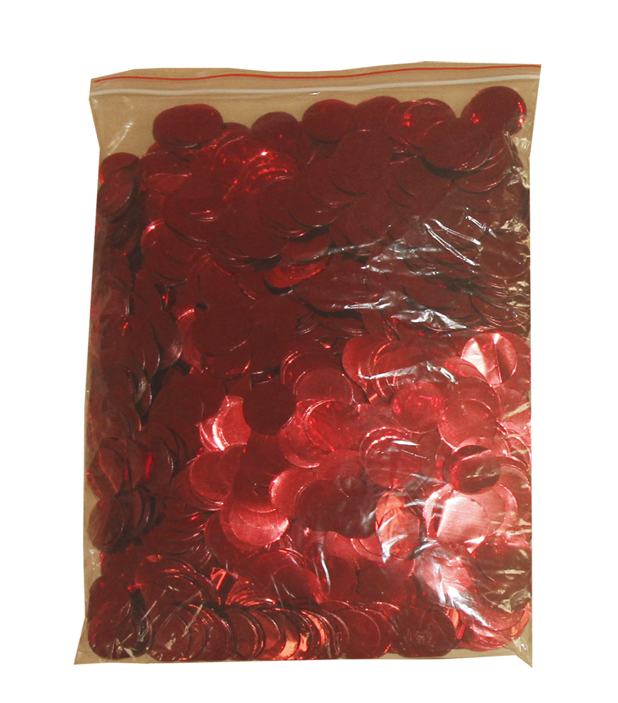 flameproof colorfast metallic confetti red