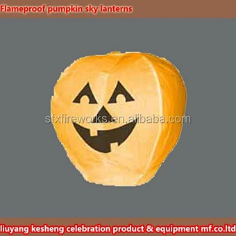 Flameproof pumpkin sky lanterns from chines factory