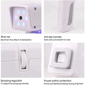 Blue Light Wireless Charging Portable Nano Atomizing Spray Machine Sanitizer Sterilization Smoke Fog Alcohol Disinfection Gun