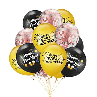 Wholesale 12inch Kit House Decor Backdrop Golden Latex Merry Christmas Happy Year's 2021 Party Balloons For New Year Decoration