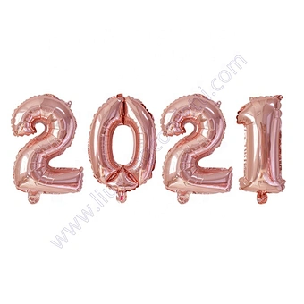 16inch Rose Gold Number Home Celebration Merry Christmas Party Decoration Supplies Globos Decor Foil Happy New Year 2021 Balloon