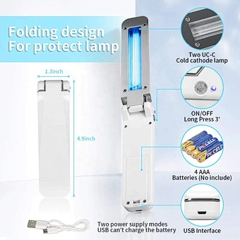 Uv Light Sanitizer Foldable Uvc Sterilization Lamp Mini Ultraviolet Sterilizer Wand For Phone Home Hotel Household Travel toy