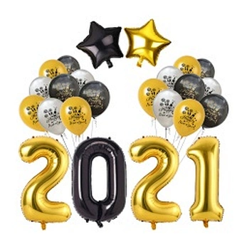 Wholesale Merry Christmas Kit Banner Helium Ballon Confetti Latex Gold Number Foil Balloon 2021 Happy New Year Eve Decoration