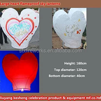 Fireproof Chinese Kongming Wishing Latern Fire Resistant Paper Large Heart Flameproof Wedding Valentine Flying Sky Lantern