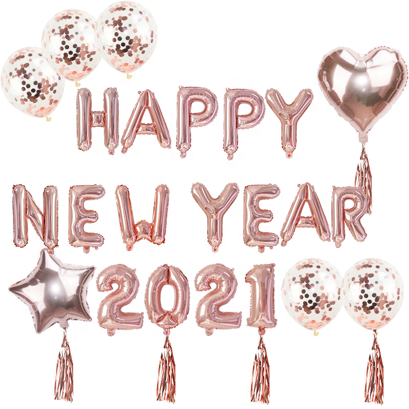 Photo Booth Prop Gold Supplies Set Xmas Christmas Eve Gift Home Globos Foil Balloon Party Decor Happy New Year 2021 Decoration