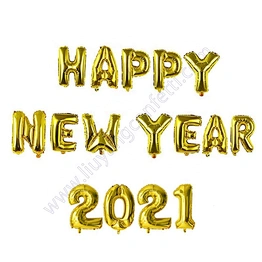Amazon Hot Sale Decoration Set Digit Air Globos Christmas Number Foil Eve Party Supplies Kit Gold Happy New Year 2021 Balloon