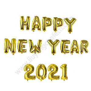 Amazon Hot Sale Decoration Set Digit Air Globos Christmas Number Foil Eve Party Supplies Kit Gold Happy New Year 2021 Balloon