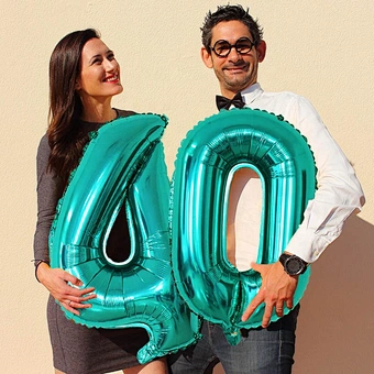 Decoration Anniversary 90cm Tiffany Blue Aluminum Decorative Foil Stand 34 Inch Helium Set Digital Birthday Party Number Balloon