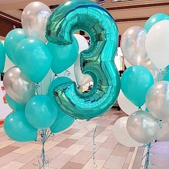 Decoration Anniversary 90cm Tiffany Blue Aluminum Decorative Foil Stand 34 Inch Helium Set Digital Birthday Party Number Balloon