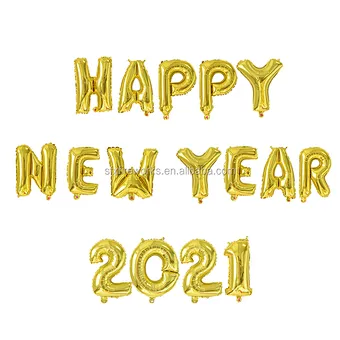 Amazon Hot Sale Decoration Set Digit Air Globos Christmas Number Foil Eve Party Supplies Kit Gold Happy New Year 2021 Balloon