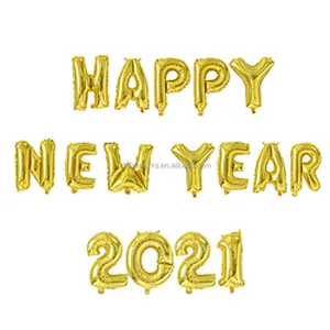 Amazon Hot Sale Decoration Set Digit Air Globos Christmas Number Foil Eve Party Supplies Kit Gold Happy New Year 2021 Balloon