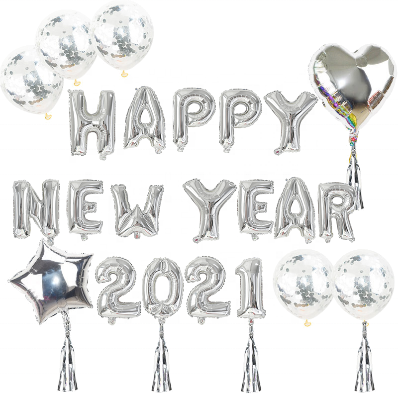 2021 Happy Balloons Decoration Gold Graduation Number Confetti Sign Star Nye New Years Eve Party Supplies