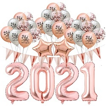 Digit Air Globos Graduation Christmas Number Foil Eve Party Supplies 2021 Decoration Kit Black Gold Balloon Happy New Year