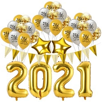 Digit Air Globos Graduation Christmas Number Foil Eve Party Supplies 2021 Decoration Kit Black Gold Balloon Happy New Year