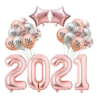 Digit Air Globos Graduation Christmas Number Foil Eve Party Supplies 2021 Decoration Kit Black Gold Balloon Happy New Year