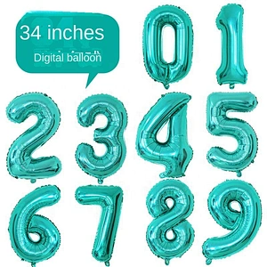 Decoration Anniversary 90cm Tiffany Blue Aluminum Decorative Foil Stand 34 Inch Helium Set Digital Birthday Party Number Balloon