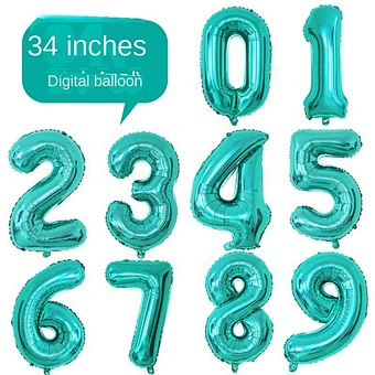 Decoration Anniversary 90cm Tiffany Blue Aluminum Decorative Foil Stand 34 Inch Helium Set Digital Birthday Party Number Balloon