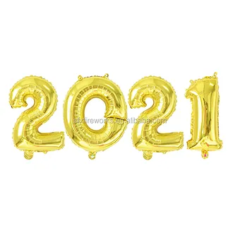 Amazon Hot Sale Decoration Set Digit Air Globos Christmas Number Foil Eve Party Supplies Kit Gold Happy New Year 2021 Balloon