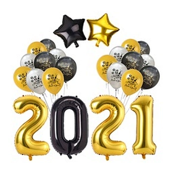 Photo Prop Gift Supplies Eve Banner Set Kit Decoration Latex Foil House Decor Backdrop Golden 2021 Happy New Year Party Balloon