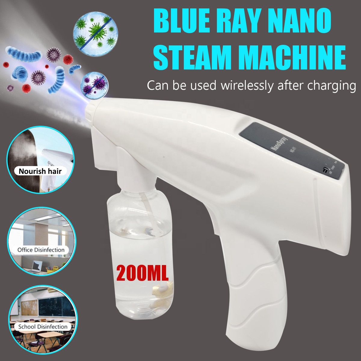 Disinfectant Rechargeable Sterilizer Usb Charge Nano Steam Spray Gun Portable Wireless Disinfection Sprayer Machine Handheld