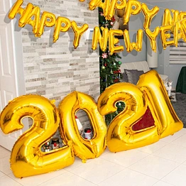 Rose Gold Silver Number Merry Christmas Eve Party Decor Helium Noel Foil Digit Globos Decoration 2021 Happy New Year Balloon