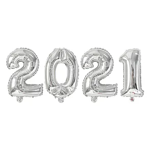 Rose Gold Silver Number Merry Christmas Eve Party Decor Helium Noel Foil Digit Globos Decoration 2021 Happy New Year Balloon