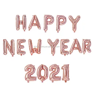 Rose Gold Silver Number Merry Christmas Eve Party Decor Helium Noel Foil Digit Globos Decoration 2021 Happy New Year Balloon