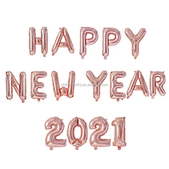 Rose Gold Silver Number Merry Christmas Eve Party Decor Helium Noel Foil Digit Globos Decoration 2021 Happy New Year Balloon