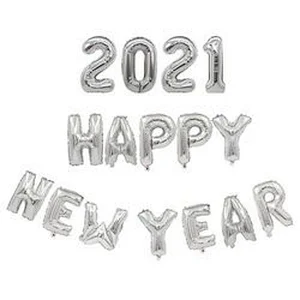 Rose Gold Silver Number Merry Christmas Eve Party Decor Helium Noel Foil Digit Globos Decoration 2021 Happy New Year Balloon