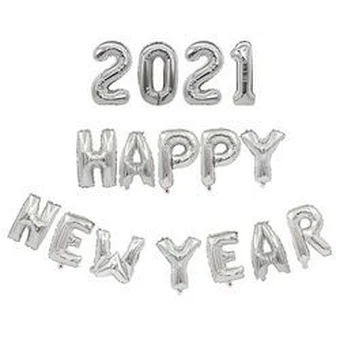 Rose Gold Silver Number Merry Christmas Eve Party Decor Helium Noel Foil Digit Globos Decoration 2021 Happy New Year Balloon