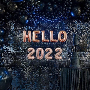 Banner Globos Party Balloon Set Black Window Decoration Foil Baloon Merry Christmas Gift Supplies Deco 2022 Happy New Year