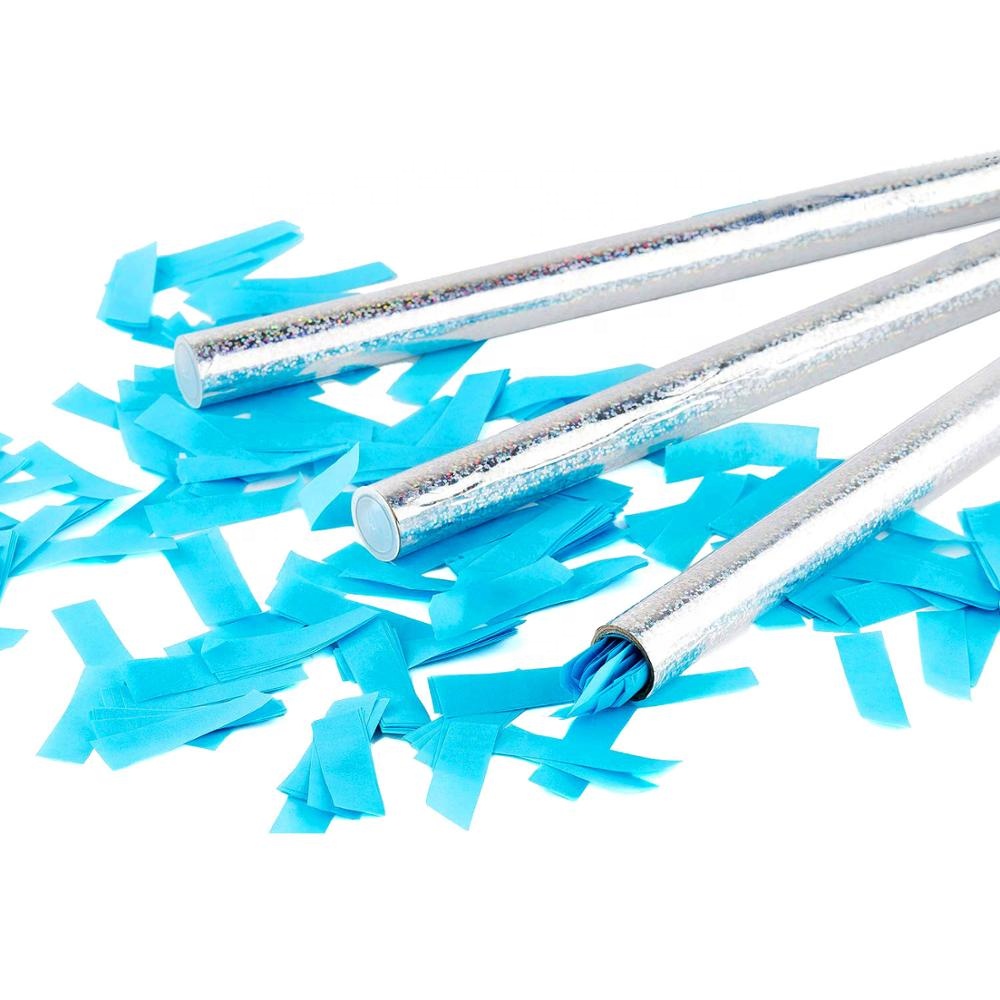 Gender reveal boy blue baby shower Biodegradable Tissue Confetti Wands Confetti Flick Sticks confetti stick for party decor