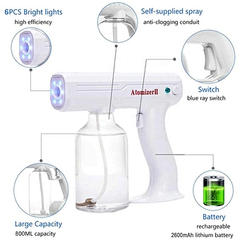 Car Blu-ray Mist Space Air Disinfection Machine Small Uv Sprayer Humidifier Sterilizer Purifier Blu Ray Anion Nano Spray Gun