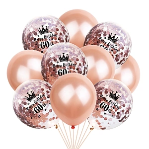 Clear Latex Party Decorations Happy Set Round Shape Amazon Hot Selling Rose Gold Birthday Confetti Balloons