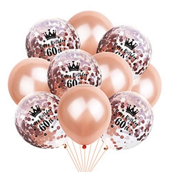 Clear Latex Party Decorations Happy Set Round Shape Amazon Hot Selling Rose Gold Birthday Confetti Balloons