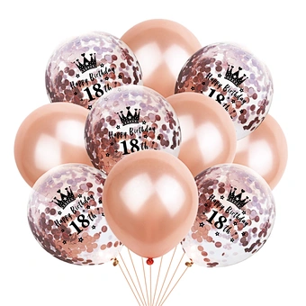 Clear Latex Party Decorations Happy Set Round Shape Amazon Hot Selling Rose Gold Birthday Confetti Balloons