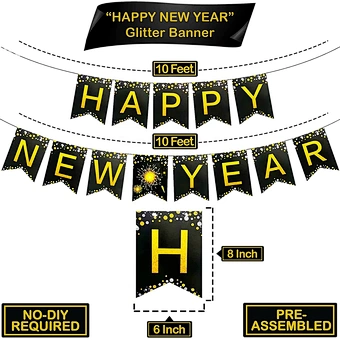 Low MOQ New Year Party Decorations Black and Gold Eve Party Decorations Kit Gold Balloon For New Year 2023