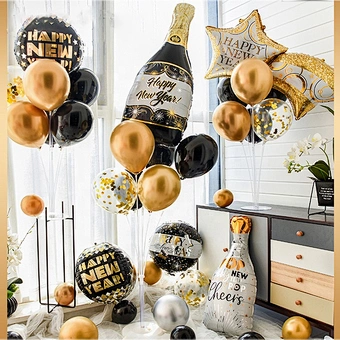 2023 Happy New Year Eve Party Wine Tree Star Bottle Foil Balloons Decoration Merry Christmas Party Decoration Air Globos Noel
