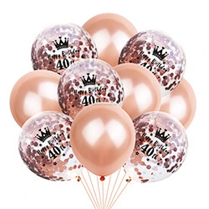 Clear Latex Party Decorations Happy Set Round Shape Amazon Hot Selling Rose Gold Birthday Confetti Balloons