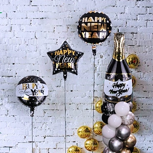 2023 Happy New Year Eve Party Wine Tree Star Bottle Foil Balloons Decoration Merry Christmas Party Decoration Air Globos Noel