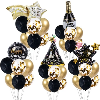 2023 Happy New Year Eve Party Wine Tree Star Bottle Foil Balloons Decoration Merry Christmas Party Decoration Air Globos Noel