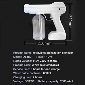 Nano Mist Spray Gun Sterilization Fog Machine Steam Sprayer 800ml Ce Household Portable Wireless Blue Light Disinfection