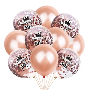 Clear Latex Party Decorations Happy Set Round Shape Amazon Hot Selling Rose Gold Birthday Confetti Balloons